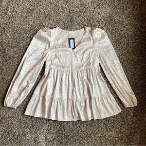 Champagne Satin Cheetah Print Blouse